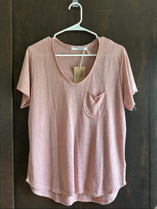 Project Social T Tops - Project Social T Women's Dusty Rose V-Neck Pocket Tee